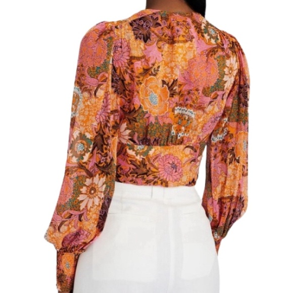 NWT A.L.C. Samara Pink and Orange Floral Print Top - Sz 4 - Picture 2 of 8